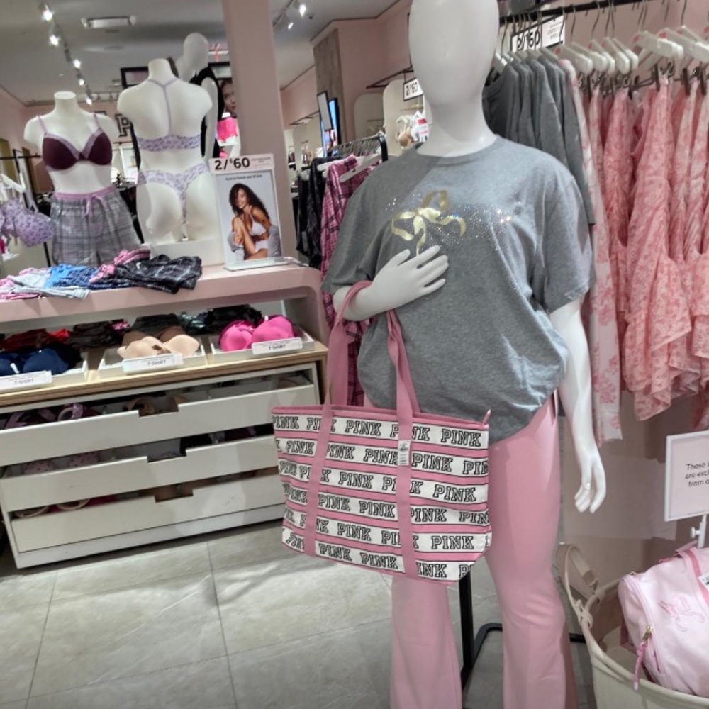 PINK Victoria's Secret Logo Tote in Black and White